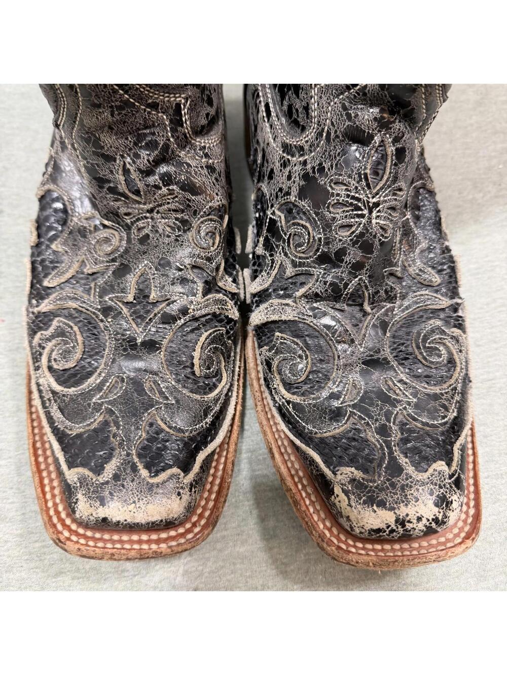 Corral Vintage Boots Western Cowgirl Embroidered Leather Gray Womens Size 10M - Picture 3 of 10